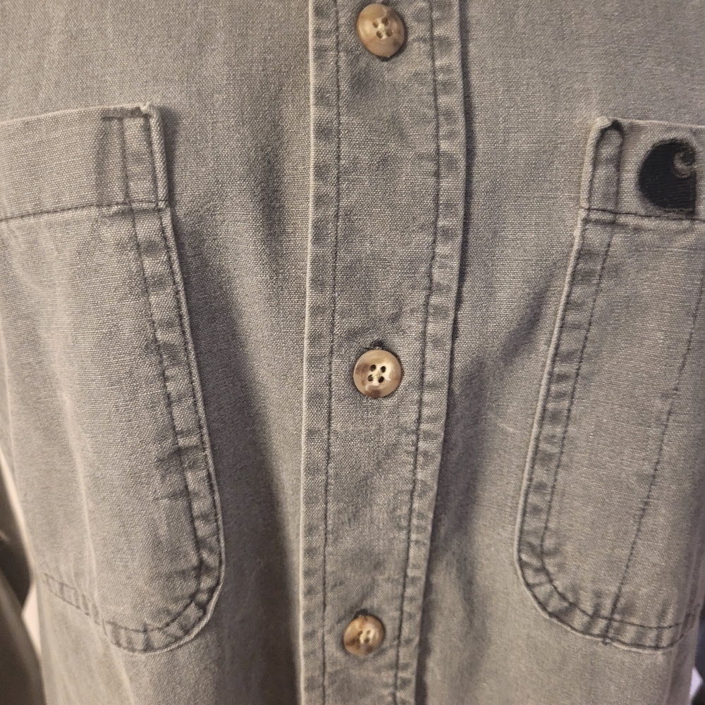 CARHARTT Mineral Wash Button-Front Shirt, EUC, M, Grayish Black w/Denim Feel - Picture 5 of 8